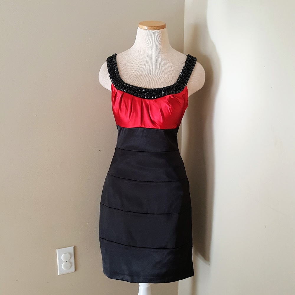 Elegant Red and Black Dress